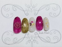 アイリッシュネイル 久屋大通店(Irish Nail)/ワイヤー×金箔　ニュアンス