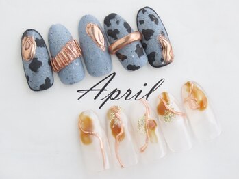 エイプリルプラス(April plus)/ダルメシアン&ニュアンスネイル