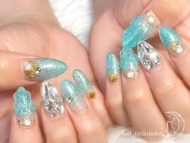 夏のマーメイドネイル☆キラキラ