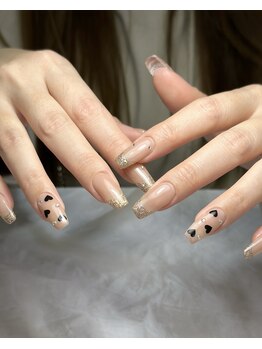 ネイルベベ(Nail bebe)/フラッシュ×ハート×フレンチ♪