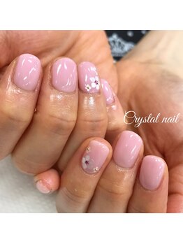 クリスタルネイル ゆめタウン博多店(CRYSTAL NAIL)/白ホログラムフラワーネイル