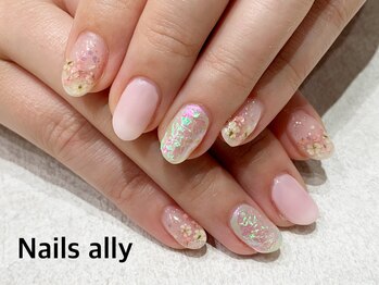 ネイルズアリー 立川店(Nails ally)/氷ネイル×ドライフラワー×春