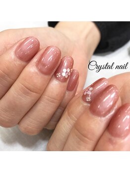 クリスタルネイル ゆめタウン博多店(CRYSTAL NAIL)/白ホログラムフラワーネイル