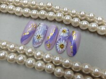 ネイルサロンミキ 横浜(MIKI)/手描きフラワー金箔着物和装紫