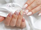 小花柄×リボンネイル