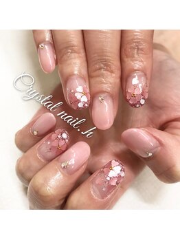クリスタルネイル ゆめタウン博多店(CRYSTAL NAIL)/ハートホログラムフラワーネイル
