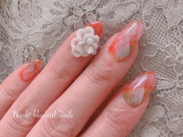 ３Dフラワーチェックネイル