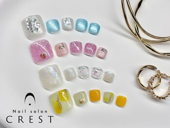 クレスト 奈良店(CREST)の写真/【フットネイルはCREST☆】こだわりのデザインが約100種類♪マグネットを使ったデザインもオススメ★