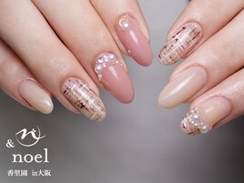 パール×ツイードネイル