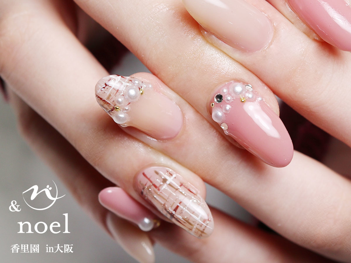ノエル(Noel)/パール×ツイードネイル