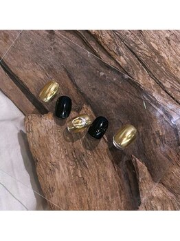 ルーチェネイル(LUCE .nail)/メンズ定額/ブラック×ミラー