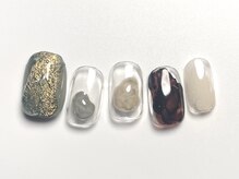 クレモアネイル 池袋西口店(CLEMORE NAIL)/カーキ×ゴールドニュアンス