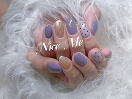 ドットネイル　紫陽花カラー