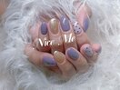 ドットネイル　紫陽花カラー