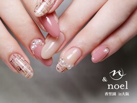 パール×ツイードネイル