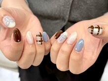 バタフライ 津田沼店(Butterfly)/チェック×リボンネイル*。・.
