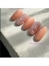 ユウネイル(YOU由NAIL)/艶ベージュ×シュガーラメ