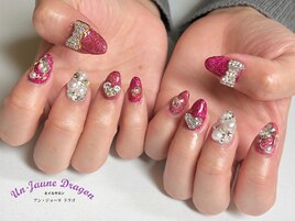 【自爪ネイル】ピンクキラキラ