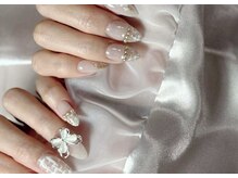 ジェルネイルサロンエー(gelnail salon A’)/パールビジュー/シンプル/蝶々