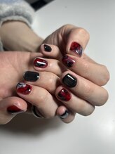 シン(.syn.)/赤黒ネイル/メンズネイル