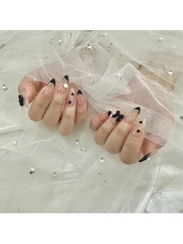 ワイズビューティー 天王寺店(y's beauty)/＊黒フレンチワンホンネイル＊