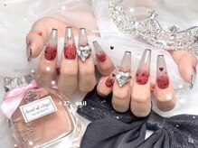 ベルグローアルファネイル(BELLE GROW ALPHA NAIL)/red×blackネイル
