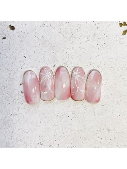 ネイルアンドまつげ リュフェール 五反田(Nail Lufaire)/ピンクフラワーネイル