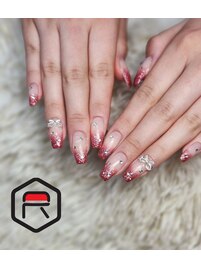 赤ラメグラデーション