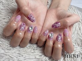 ツイード　パープル