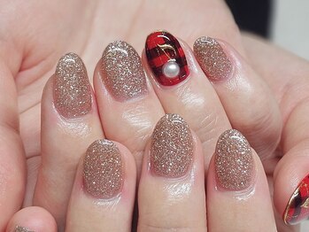 メルシー ネイル(mercii nail)/チェック×フラッシュラメ