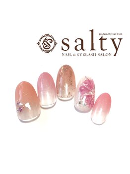 ネイルアンドアイラッシュサロン ソルティ 寺田町(salty)/花柄ネイル
