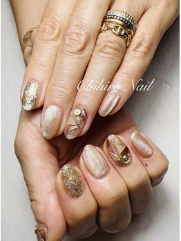 チヒロネイル/秋のステンドグラス風ネイル