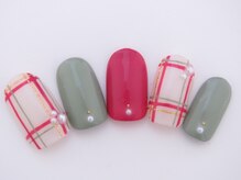 まつげアンドネイル ディアマンローズ(DIAMANT ROSE)/チェック柄ネイル・90分6930円