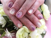 プルミエ ネイル(Premier Nail)/パープル＆シルバー☆ラメグラ