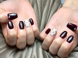 ボルドーブラウンパールドット