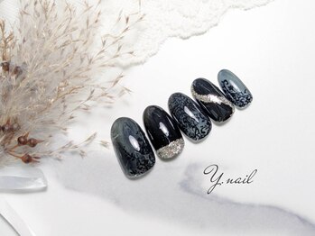 ワイネイル(Y.nail)/ブラックのレースデザイン