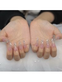 クリア×シルバーフレンチネイル