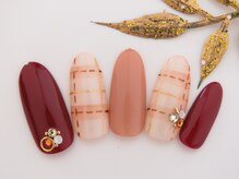 シューズネイルプロデュース/秋色チェックネイル