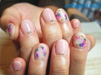 コラソンネイル(corazon nail)/HAND★90分ブライダル押し花
