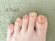 エープラスネイル(A+nail)/オレンジ×ゴールド