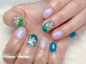 ハッピーフィーリング(Happy Feeling)の写真/アートネイルがお好きな方へ。お花ネイル好きのネイリストが個性が光る上品な指先を彩ります☆