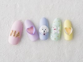 プードル×ハートうるうるネイル