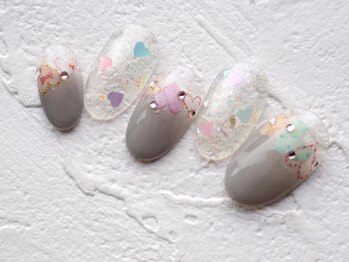 カトルナフ(quatre fois neuf)/ハートのバレンタインネイル