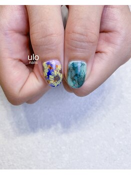 ウロネイルズ(ulo nails)/てがき向日葵ネイル