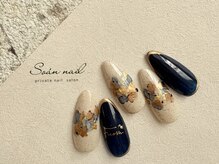 ソアンネイル(Soan nail)/インクアート×ネイビー