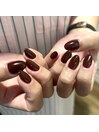 深ボルドーワンカラーネイル