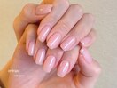 うる艶ピンクのワンカラーネイル