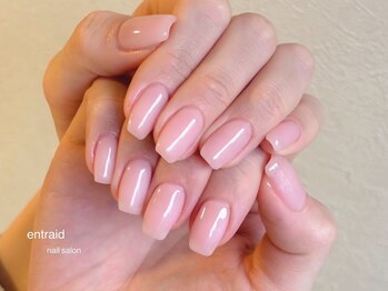 うる艶ピンクのワンカラーネイル