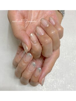 ネイルアート ジマー/クリアニュアンスのちぐはぐ