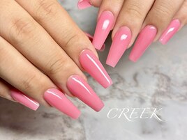 ピンクワンカラーロングスカルプ